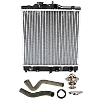 Radiator, 1.6L Engine, Aluminum Core, Plastic Tank, includes Radiator Cap, Radiator Hose, Thermostat, and Thermostat Gasket