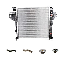 5-Piece Kit Radiator with Radiator Cap, Radiator Hoses, and Thermostat, 3.7L Engine, Aluminum Core, Plastic Tank