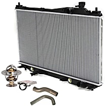 Radiator, 1.7L Engine, Aluminum Core, Plastic Tank, includes Radiator Cap, Radiator Hose, Thermostat, and Thermostat Gasket