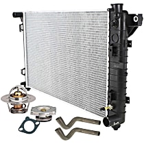 6-Piece Kit Radiator with Radiator Cap, Radiator Hoses, Thermostat, and Thermostat Gasket, 5.2L Engine, Aluminum Core, Plastic Tank