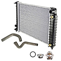 6-Piece Kit Radiator with Radiator Cap, Radiator Hoses, Thermostat, and Thermostat Gasket, 2.2L Engine, Aluminum Core, Plastic Tank