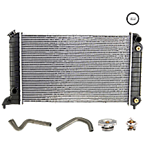6-Piece Kit Radiator with Radiator Cap, Radiator Hoses, Thermostat, and Thermostat Gasket, 2.2L Engine, Aluminum Core, Plastic Tank