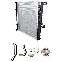 6-Piece Kit Radiator, 4.0L Engine, Aluminum Core, Plastic Tank, includes Radiator Cap, Radiator Hose, Thermostat, and Thermostat Gasket