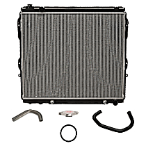 6-Piece Kit Radiator, 4.7L Engine, Plastic Tank, GAS, 180 Degree, with Radiator Cap, Radiator Hose, Thermostat, and Thermostat Gasket