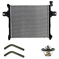 5-Piece Kit Radiator with Radiator Cap, Radiator Hoses, and Thermostat, 3.7L Engine, Aluminum Core, Plastic Tank