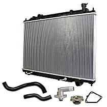 6-Piece Kit Radiator, 3.5L Engine, Aluminum Core, Plastic Tank, includes Radiator Cap, Radiator Hose, Thermostat, and Thermostat Gasket