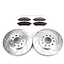 Front Brake Disc and Pad Kit, Cross-drilled and Slotted, 5 Lugs, 293.12 mm, Ceramic, SureStop Performance Replacement
