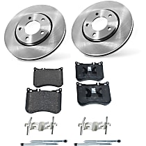 KIT-090821-324 Front Brake Disc and Pad Kit, Cross-Drilled 5 Lugs 370.84 mm Organic Brake Disc Autospecialty By Powerstop; Brake Pad Set Pro-Line Series