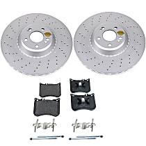 KIT-090821-325 Front Brake Disc and Pad Kit, Plain Surface 5 Lugs 370.84 mm Organic Brake Disc Evolution Geomet Coated High Carbon; Brake Pad Set Pro-Line Series