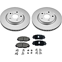 4-Piece Kit Front Brake Disc and Pad Kit, Plain Surface, 5 Lugs, Ceramic, 2.5L 4Cyl, Evolution Geomet Coated High Carbon  Includes (2) Brake Disc and (1) Brake Pad Set