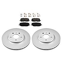 4-Piece Kit Front Brake Disc and Pad Kit, Plain Surface, 5 Lugs, Ceramic, Base, 3.3L 6Cyl, Evolution Geomet Coated High Carbon  Includes (2) Brake Disc and (1) Brake Pad Set