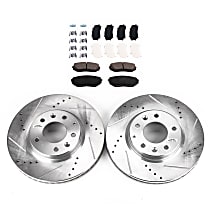Front Brake Disc and Pad Kit, Cross-drilled and Slotted, 5 Lugs, 295.91 mm, Ceramic, Evolution Drilled & Slotted Series