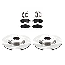 Front Brake Disc and Pad Kit, Plain Surface 5 Lugs Ceramic Autospecialty By Powerstop