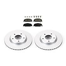 4-Piece Kit Front Brake Disc and Pad Kit, Plain Surface, 5 Lugs, Ceramic, S, 1.8L 4Cyl, Evolution Geomet Coated High Carbon  Includes (2) Brake Disc and (1) Brake Pad Set