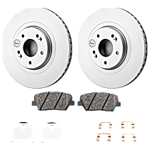 4-Piece Kit Front Brake Disc and Pad Kit, Plain Surface, 5 Lugs, 320.04 mm, LX, 3.3L 6Cyl, Evolution Geomet Coated High Carbon  Includes (2) Brake Disc and (1) Brake Pad Set