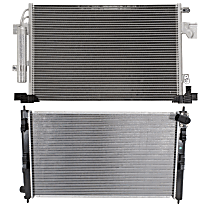 2-Piece Kit Radiator, 4 Cyl 2.4L, includes (1) A/C Condenser and (1) Radiator