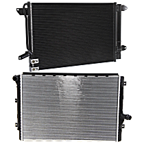 Radiator with A/C Condenser, 1.4L/1.8L/2.0L/2.5L Engines, Plastic Tank