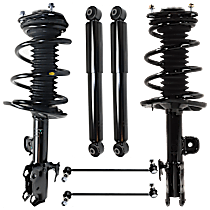 6-Piece Kit Front and Rear, Driver and Passenger Side Suspension Includes Loaded Strut, Shock Absorber, and Sway Bar Link