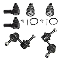 6-Piece Kit Front, Driver and Passenger Side Suspension, includes Ball Joint, Sway Bar Link, and Tie Rod End