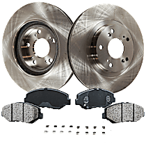 4-Piece Kit Front Brake Disc and Pad Kit, Plain Surface, 5 Lugs, Cast Iron, Ceramic Pad Material, Pro-Line Series