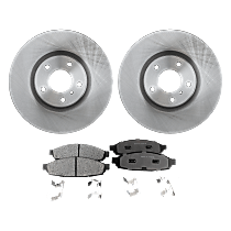 Front Brake Disc and Pad Kit, Plain Surface, 5 Lugs, Cast Iron, Ceramic Pad Material, Pro-Line Series