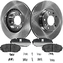 Front Brake Disc and Pad Kit, Plain Surface, 5 Lugs, Cast Iron, Ceramic Pad Material, Pro-Line Series