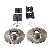 4-Piece Kit Front Brake Disc and Pad Kit, Plain Surface, 5 Lugs, Cast Iron, Organic Pad Material, Pro-Line Series , includes (2) Brake Disc and (1) Brake Pad Set
