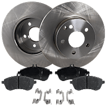 Front Brake Disc and Pad Kit, Plain Surface, 5 Lugs, Cast Iron, Organic Pad Material, Pro-Line Series