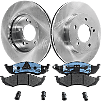 Front Brake Disc and Pad Kit, Plain Surface, 5 Lugs, Cast Iron, Semi-Metallic Pad Material, Pro-Line Series
