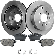 Rear Brake Disc and Pad Kit Plain Surface, 5 Lugs, Cast Iron, Ceramic Pad Material, Pro-Line Series