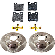 Rear Brake Disc and Pad Kit Plain Surface, 5 Lugs, Cast Iron, Organic Pad Material, Pro-Line Series