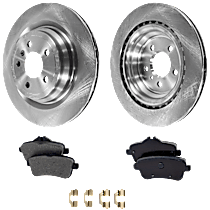 4-Piece Kit Rear Brake Disc and Pad Kit Plain Surface, 5 Lugs, Cast Iron, Organic Pad Material, Pro-Line Series