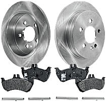 Rear Brake Disc and Pad Kit Plain Surface, 5 Lugs, Cast Iron, Organic Pad Material, Pro-Line Series