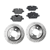 4-Piece Kit Rear Brake Disc and Pad Kit Plain Surface, 5 Lugs, Cast Iron, Organic Pad Material, Pro-Line Series