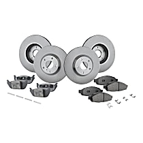 Front and Rear Brake Disc and Pad Kit, Plain Surface, 5 Lugs, Cast Iron , Pro-Line Series