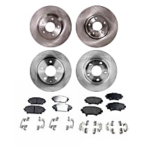 Front and Rear Brake Disc and Pad Kit, Plain Surface, 5 Lugs Pad Material, Pro-Line Series
