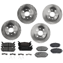 Front and Rear Brake Disc and Pad Kit, Plain Surface, 4 Lugs, Cast Iron, Organic - Front; Ceramic - Rear, Pro-Line Series
