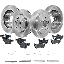 Front and Rear Brake Disc and Pad Kit, Plain Surface, 5 Lugs, Cast Iron , Pro-Line Series