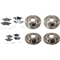 Front and Rear Brake Disc and Pad Kit, Plain Surface, 4 Lugs, Cast Iron , Pro-Line Series
