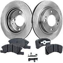 Front Brake Disc and Pad Kit, Plain Surface, 4 Lugs, Ceramic Pad Material, Pro-Line Series