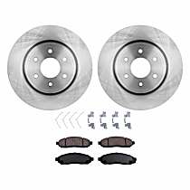 4-Piece Kit Front Brake Disc and Pad Kit, Plain Surface, 6 Lugs, 295.91 mm, Ceramic, LE, 4.0L 6Cyl, Pro-Line Series  Includes (2) Brake Disc and (1) Brake Pad Set