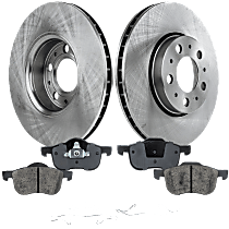 Front Brake Disc and Pad Kit, Plain Surface 5 Lugs Organic Includes Shims and Hardware Pro-Line Series