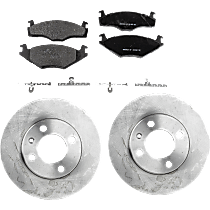 Front Brake Disc and Pad Kit, Plain Surface, 4 Lugs, Cast Iron, Organic Pad Material, Pro-Line Series