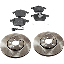 Front Brake Disc and Pad Kit, Plain Surface, 5 Lugs, Cast Iron, Organic Pad Material, Pro-Line Series
