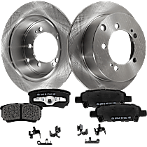 4-Piece Kit Rear Brake Disc and Pad Kit, Plain Surface, 5 Lugs, Ceramic, Includes Shims and hardware, Pro-Line Series