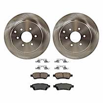 4-Piece Kit Rear Brake Disc and Pad Kit, Plain Surface, 6 Lugs, 307.59 mm, Ceramic, LE, 5.6L 8Cyl, Pro-Line Series  Includes (2) Brake Disc and (1) Brake Pad Set