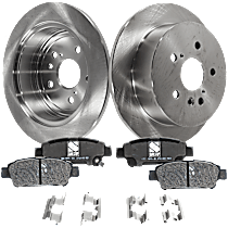 4-Piece Kit Rear Brake Disc and Pad Kit Plain Surface, 5 Lugs, Cast Iron, Ceramic Pad Material, Pro-Line Series