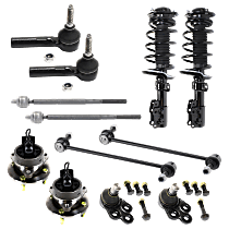 12-Piece Kit Front Suspension Kit, with FE1 SOFT RIDE Suspension, with Steel Arm, 4-Wheel ABS, With 4 Stud Hub, 11.8 (in) Center to Center, includes (2) Ball Joint, (2) Loaded Strut, (2) Sway Bar Link, (4) Tie Rod End, and (2) Wheel Hub