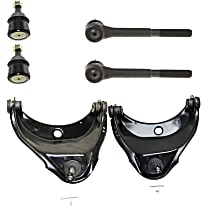 6-Piece Kit Front, Driver and Passenger Side, Upper Control Arm Kit, Includes (2) Ball Joint, (2) Control Arm, and (2) Tie Rod End