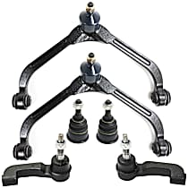 6-Piece Kit Front, Driver and Passenger Side, Upper Control Arm Kit,  Includes (2) Ball Joint, (2) Control Arm, and (2) Tie Rod End